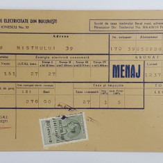 SOCIETATEA GENERALA DE GAZ SI DE ELECTRICITATE DIN BUCURESTI , LOT DE 6 FACTURI , 1940 '42 ' 43