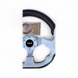 Volan Sport Auto Universal, Diametru 33cm, Design Modern Alb Rotund si Tesit, Accesorii Montaj Incluse