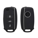 Husa Cheie Auto pentru VW / Skoda / Seat - 3 Butoane, Silicon, Negru, 43879.47, Kwmobile