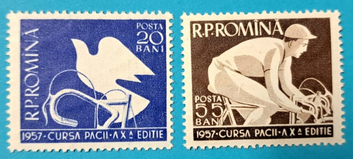 TIMBRE ROM&Acirc;NIA LP 430/1957 -CURSA PACII - Serie simplă -MNH