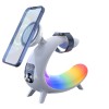 Incarcator Wireless 6in1 Qi Fast Charge 15W,Afisaj ceas digital, Iluminare RGB, Magsafe, Pentru iPhone, Samsung, Airpods, Apple Watch, Bluetoooth, alb