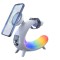 Incarcator Wireless 6in1 Qi Fast Charge 15W,Afisaj ceas digital, Iluminare RGB, Magsafe, Pentru iPhone, Samsung, Airpods, Apple Watch, Bluetoooth, alb