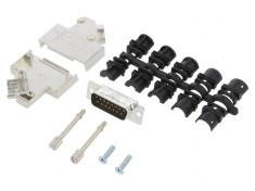 Conector D-Sub 15-Pin Tată Unghi 45&deg; Lipire Cablu Gold Flash