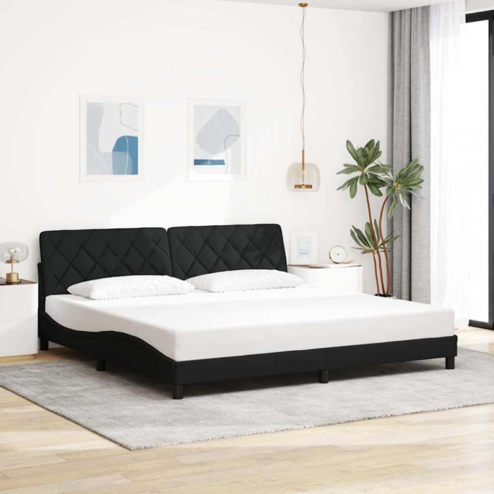 Cadru de pat fără saltea, negru, 200x200 cm, textil