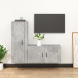 VidaXL Set dulap TV, 2 piese, gri beton, lemn prelucrat
