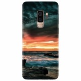 Husa silicon pentru Samsung S9 Plus, Dramatic Rocky Beach Shore Sunset