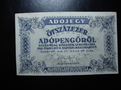 UNGARIA 500.000 ADOPENGO 1946 SUPERBA foto