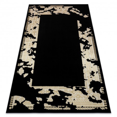 Covor ALLURE 1965 Cadru - Structural, elegant, glamour negru / aur , 280x370 cm
