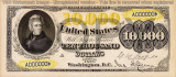 10000 dolari 1878 Reproducere Bancnota USD , Dimensiune reala 1:1