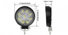 Proiector LED auto offroad 27W 12V-24V rotund