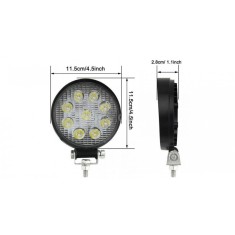 Proiector LED auto offroad 27W 12V-24V rotund
