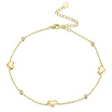 Cumpara ieftin Bratara de glezna argint 925, JW1816, model inimioare, placata cu aur