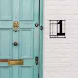 Numar casa pentru poarta/usa One, metal, 14 x 16 cm, negru, cifra 1, Enzo