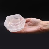 Bol hexagonal din selenit pentru purificarea bijuteriilor si a cristalelor - 10 cm