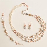Cumpara ieftin Set Bijuterii Special Plus Perle Cultură Multicolore, Argint 925 Placat Aur Roz, Colier 60cm, Bratara 18-23cm, Cercei 3.8cm, Made in Italy