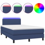 Cumpara ieftin Pat cu arcuri, saltea si LED, albastru, 120x200 cm, textil