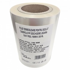 Folie termosudare, pentru sigilat caserole PP, Easy Peel, 190MM X 300 ML