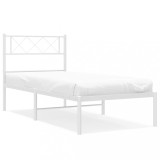 Cumpara ieftin Cadru de pat din metal cu tablie, alb, 100x200 cm