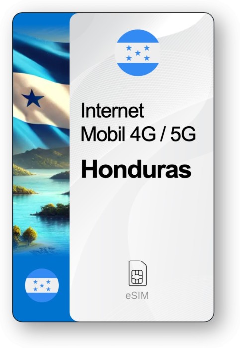 eSIM Internet Honduras, valabil 15 zile, trafic Nelimitat