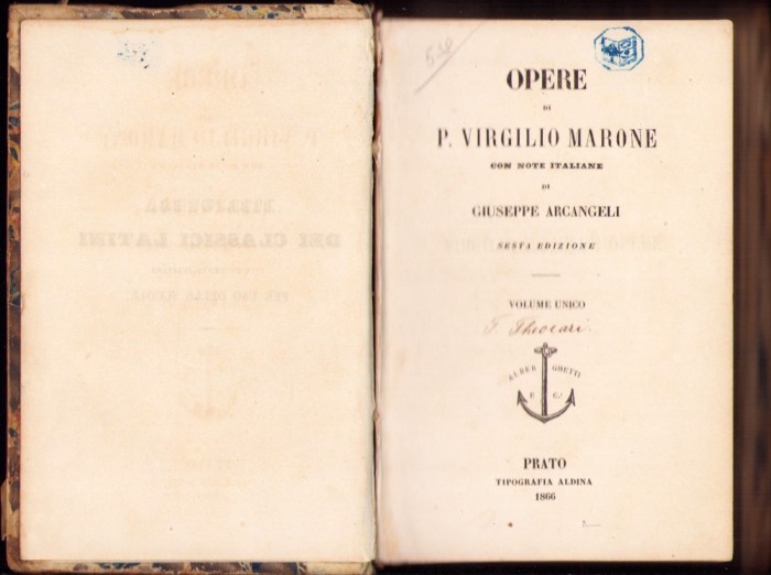 HST C2127 Opere di P Virgilio Marone 1866 Giuseppe Arcangeli