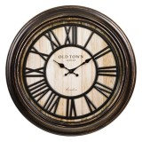 Ceas de perete Herum&reg;, cu aspect vintage si cifre romane, rotund, Negru / Bronz, 50 x 6 cm