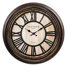 Ceas de perete Herum&amp;reg;, cu aspect vintage si cifre romane, rotund, Negru / Bronz, 50 x 6 cm foto