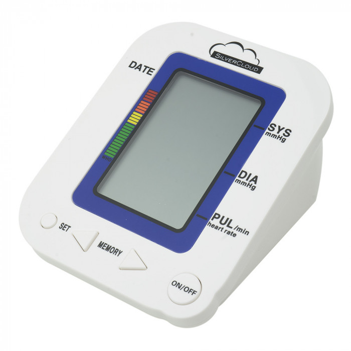 Tensiometru electronic de brat SilverCloud MB23 cu ecran LCD, atentionare vocala, afisare ritm cardiac, manson 22-36cm