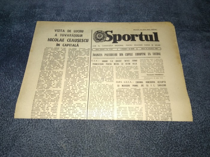 ZIARUL SPORTUL 19 OCTOMBRIE 1982