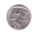 Moneda Africa de Sud 2 rand 1991, stare foarte buna, curata, Cupru-Nichel