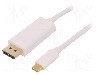 Cablu DisplayPort mufa, USB C mufa, DisplayPort 1.2, HDCP, USB 3.0, lungime 1m, {{Culoare izola&amp;#355;ie}}, QOLTEC - 50412