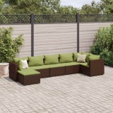 vidaXL Set mobilier de grădină cu perne, 7 piese, maro, poliratan 3308230