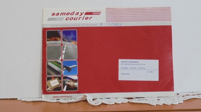 ROMANIA - PLIC - SAMEDAY COURIER, SIMPLY TODAY - 23/ 16 cm. - CIRCULAT.
