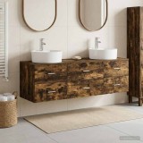 Cumpara ieftin Set dulap de baie cu montare pe perete 3 buc. Stejar fumuriu