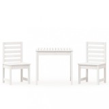 Cumpara ieftin Set bistro de gradina, 3 piese, alb, lemn masiv de pin