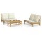 Set mobilier de gradina, cu perne alb crem, 3 piese, bambus
