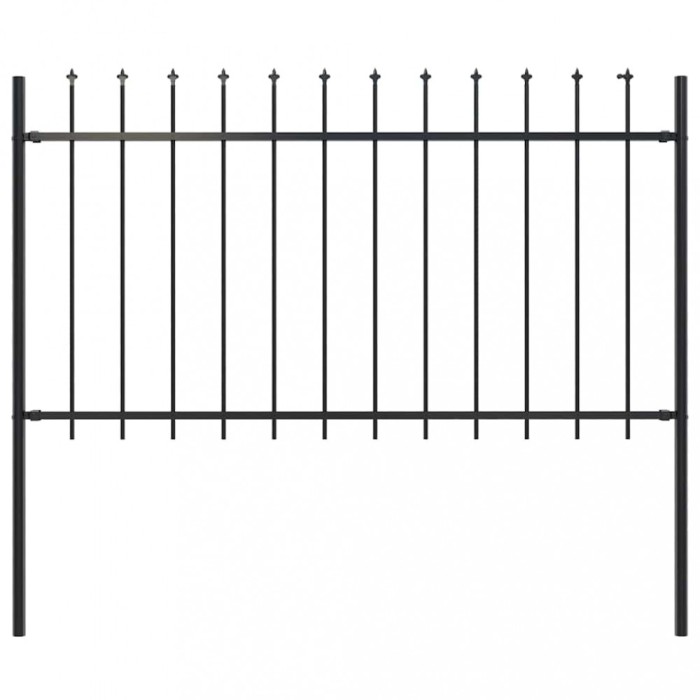 vidaXL Gard de grădină cu v&acirc;rf suliță, negru, 1,7 x 1 m, oțel