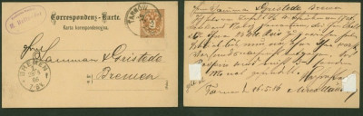 Austria 1886 Old postcard postal stationery Tarnow to Bremen Germany DB.414 foto