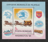 Romania 1989 - #1230 Expozitia Mondiala de Filatelie Washington 1v S/S MNH, Nestampilat