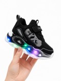 Adidasi cu lumini Led, Model Cyx, Baieti, Piele ecologica, Negru (Marime