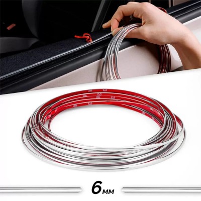 Rola Ornament autoadeziv, 6mm x 15m, culoare Crom SILVER foto