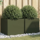 vidaXL Jardiniere, 2 buc., verde măsliniu, 49x47x46 cm, oțel 841566