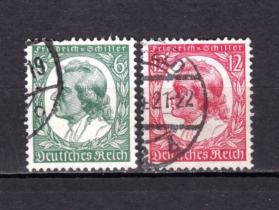 ✅ (S43) Germania Reich 1934 &amp;quot;175 ani nastere Shiller &amp;quot; serie completa Michel 554/555, stampilate foto