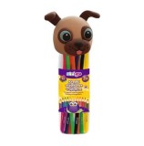 Cumpara ieftin Set creioane colorate triunghiulare Strigo, 12 culori, lemn de tei, mina 3mm, cutie Catelus