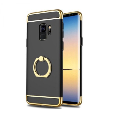 Husa de protectie pentru Samsung Galaxy S8 Plus, Luxury Black Plated cu Inel de sustinere foto