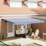 VidaXL Cortina Retractabilă Manual Albastru și Alb 450x300 cm
