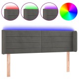 Cumpara ieftin Tablie de pat cu LED, gri inchis, 147x16x78/88 cm, catifea