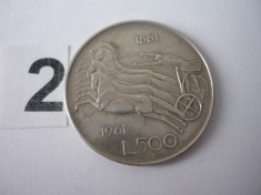 500 LIRE 1961 &quot;R&quot; ARGINT *****
