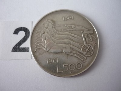 500 LIRE 1961 &amp;quot;R&amp;quot; ARGINT ***** foto