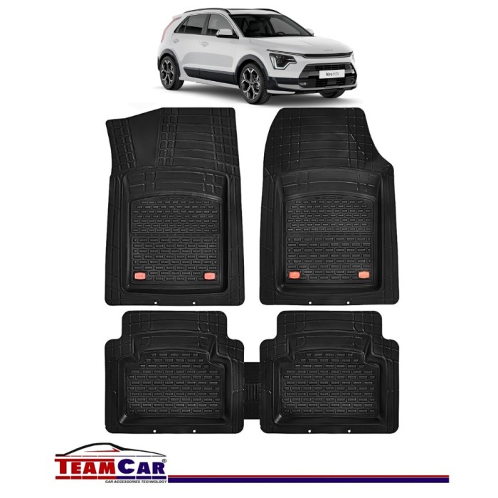 Covorase Auto TeamCar&reg; Kia Niro SG2 (2022-prezent) - Negru - Cauciuc Rezistent Tip Tavita