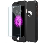Husa Full 360 iPhone 8, Fata+Spate+Folie Sticla, Protectie Completa, Carcasa Plastic, Negru